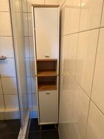 Smalle badkamerkast / opbergkast – wit met houtlook, Ophalen, (Half)hoge kast, Minder dan 50 cm, Zo goed als nieuw