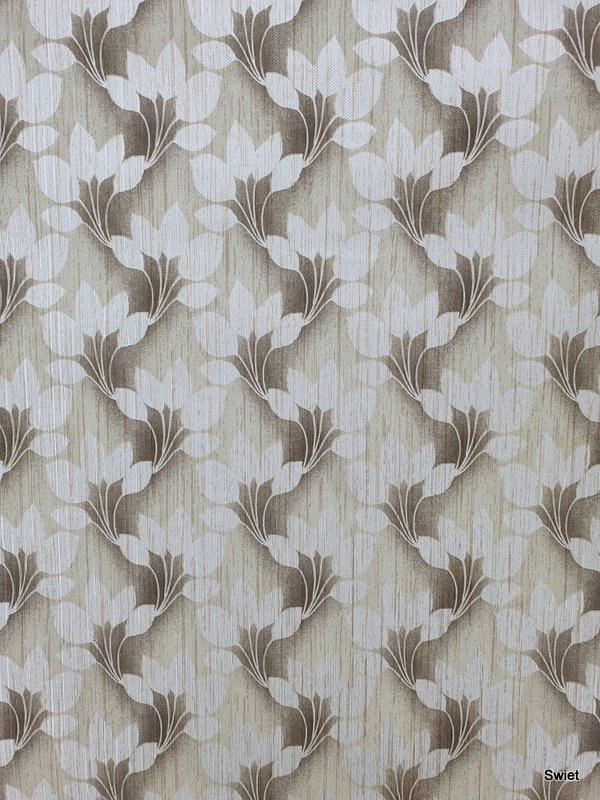 5608 Vintage behang beige bloemen zilverglans swiet, Verzenden, Minder dan 10 m², Beige