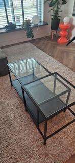 Ikea VITTSJO Bijzettafel - Zwart/Glas, Minder dan 45 cm, Minder dan 55 cm, Vierkant, Ophalen of Verzenden