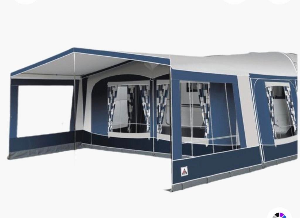 Dorema caravan luifel Locarno (blauw) Maat. 12, Ophalen, Zo goed als nieuw