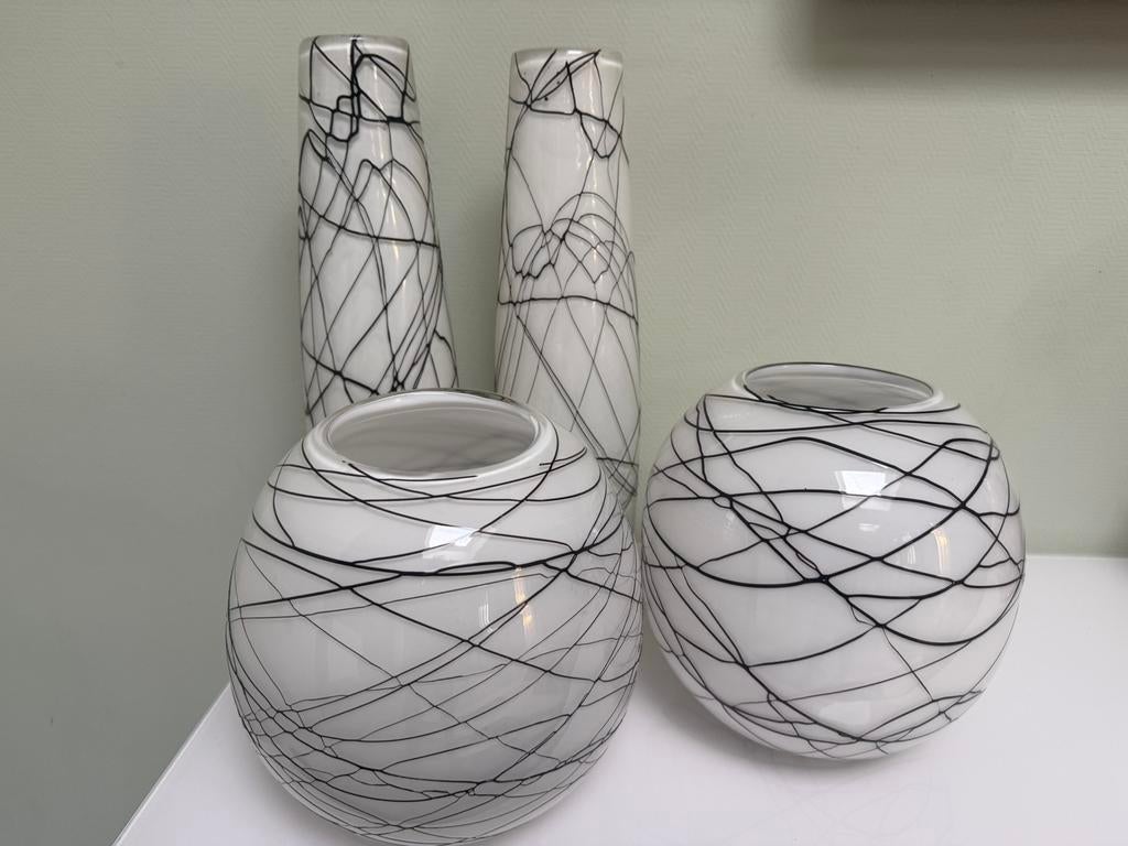 Mooie vazenset, Huis en Inrichting, Woonaccessoires | Vazen, Ophalen, Zo goed als nieuw, Wit, Overige materialen