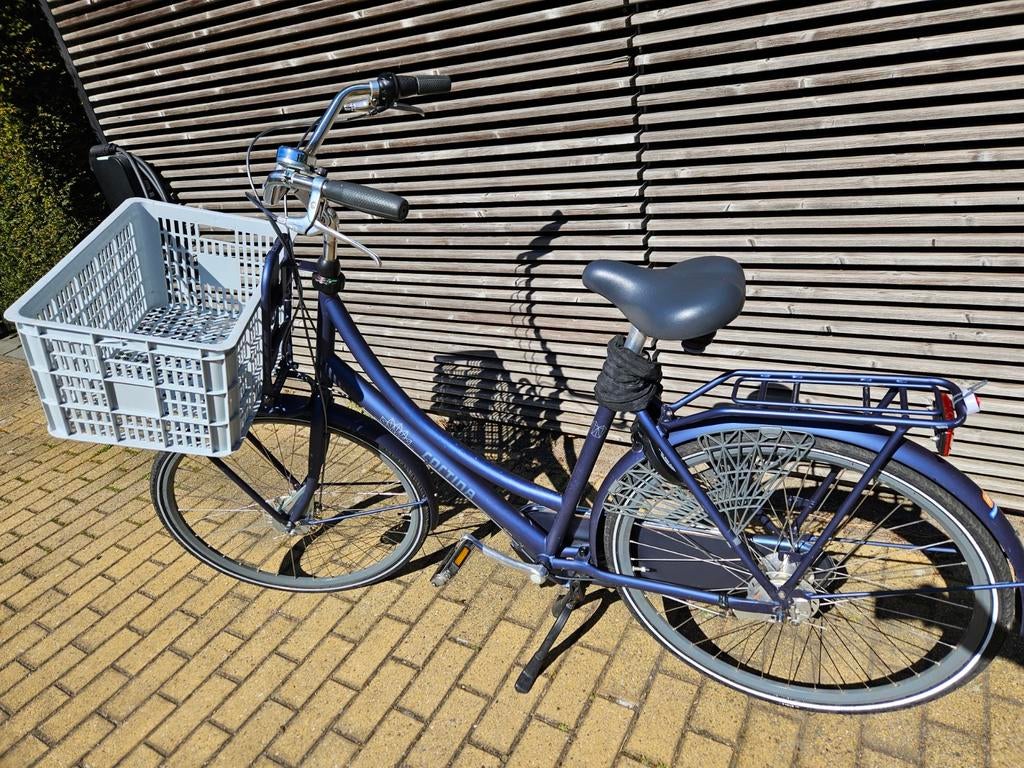 Blauwe Cortina damesfiets met mand grootte 57, Fietsen en Brommers, Fietsen | Dames | Damesfietsen, Gebruikt, Velgrem, Versnellingen