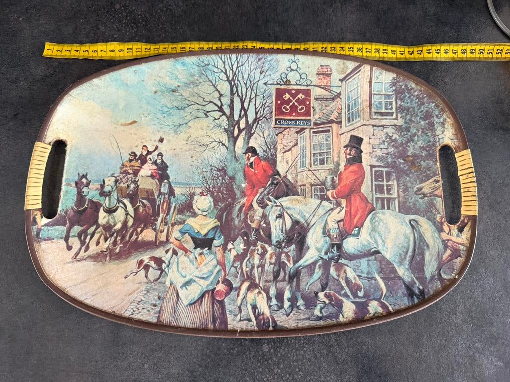 Vintage engels dienblad jaren 50-70’, Ophalen of Verzenden, Zo goed als nieuw, Rechthoekig, Overige materialen