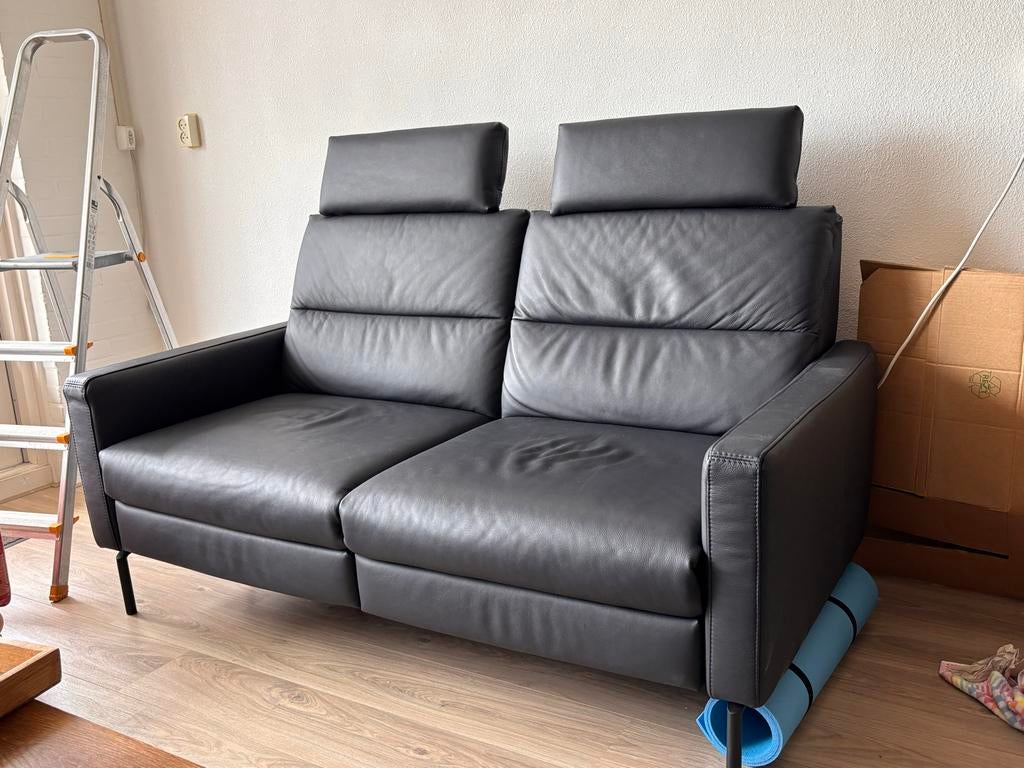 Prominent Siena bank, leer, elektrisch verstelbaar, Ophalen, 150 tot 200 cm, Tweepersoons, Zo goed als nieuw