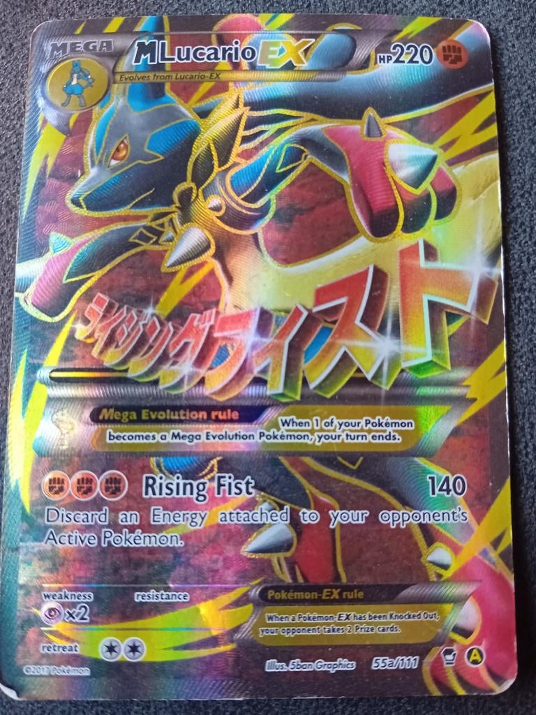 M Lucario EX Pokémon kaart - Gebruikt maar goede conditie, Ophalen, Gebruikt, Losse kaart, Foil