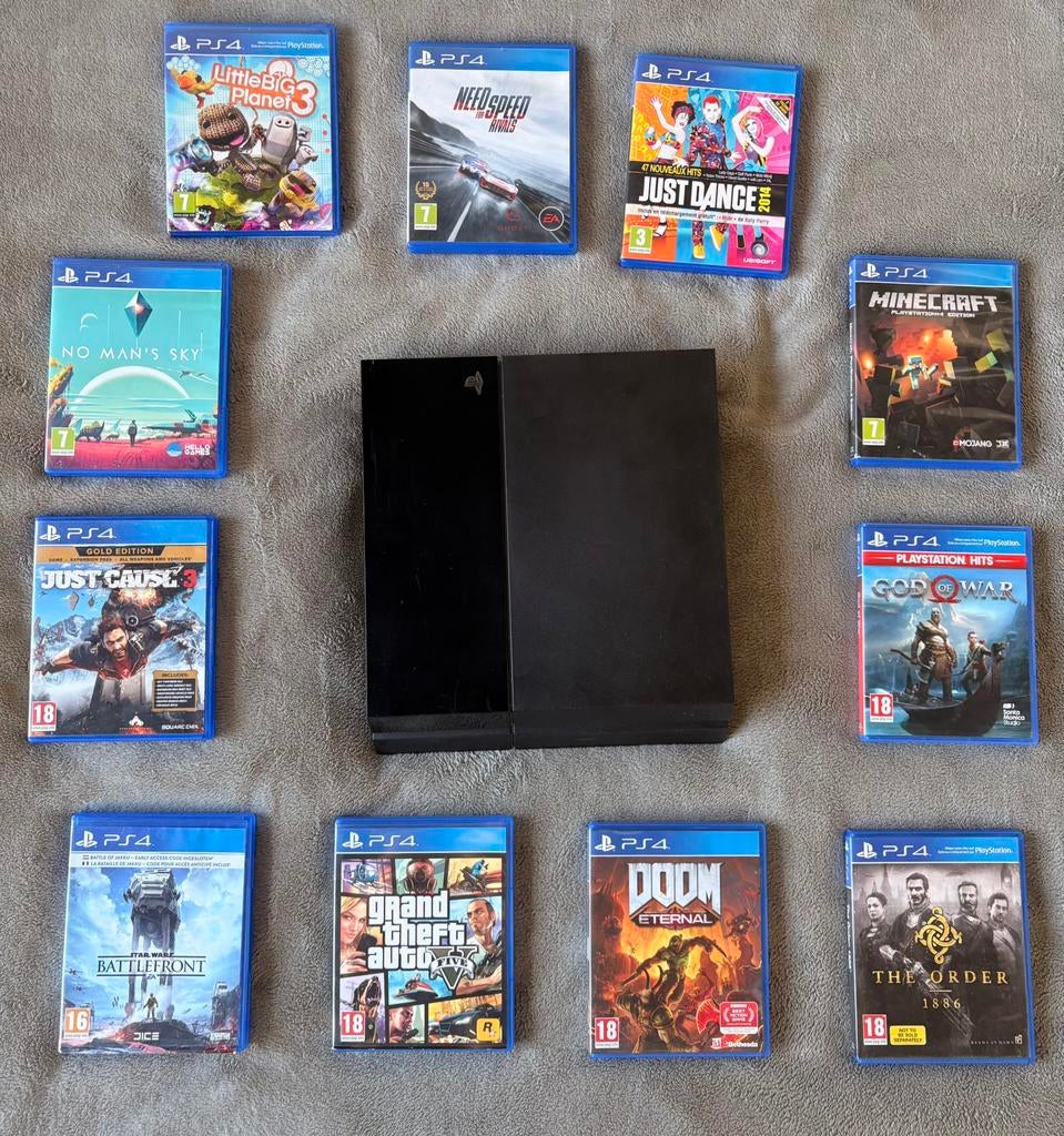 Sony PlayStation 4 & 11 games, no controllers included, Spelcomputers en Games, Spelcomputers | Sony PlayStation 4, Ophalen, Zo goed als nieuw