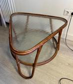 Rohe noordwolde rieten salontafel met glas vintage rotan, 50 tot 100 cm, Ophalen of Verzenden, Rechthoekig, Glas