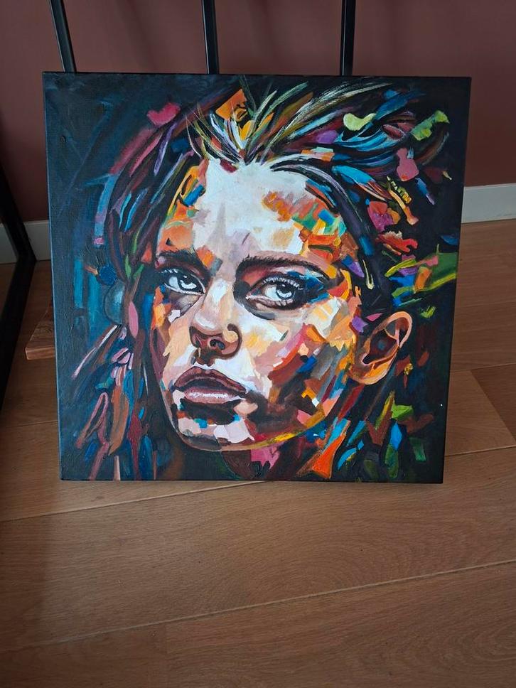 Modern kleurrijk portret, handgeschilderd, Antiek en Kunst, Kunst | Schilderijen | Abstract, Ophalen of Verzenden