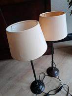 SCHEMERLAMPEN 2 STUKS BRUIN METALEN VOET, Ophalen of Verzenden, 50 tot 75 cm