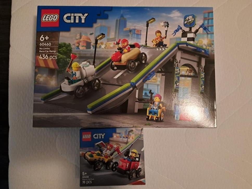 LEGO City Race Car Ramp (60460) & Race Car (60458) Sets, Ophalen of Verzenden, Zo goed als nieuw, Complete set, Lego