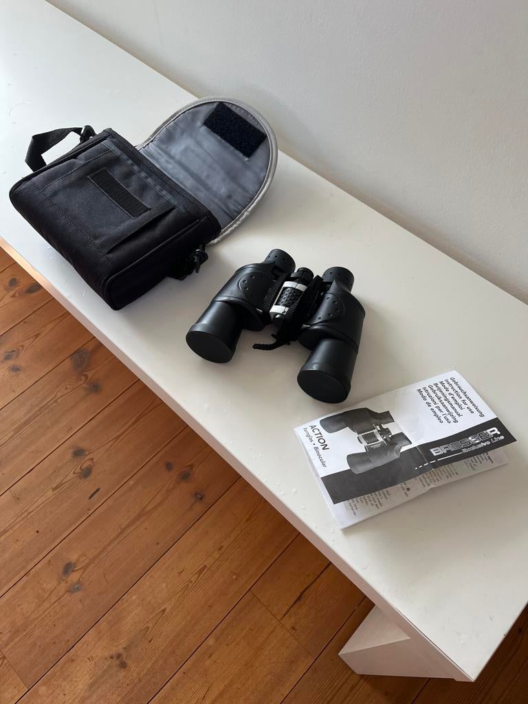 Bresser Verrekijker met Tas en Handleiding, Zo goed als nieuw, 8 tot 12x, Met hoes of tas, Porro (met knik)