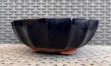 Bonsai schaal rond blauw geglazuurd aardewerk 17x6,5 beschikbaar voor biedingen