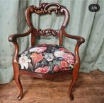 Antieke Mahonie Fauteuil - Nieuw Gestoffeerd!, Ophalen