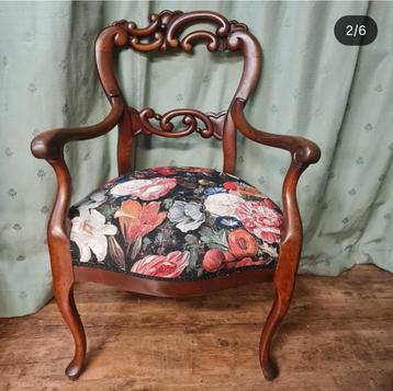 Antieke Mahonie Fauteuil - Nieuw Gestoffeerd! beschikbaar voor biedingen