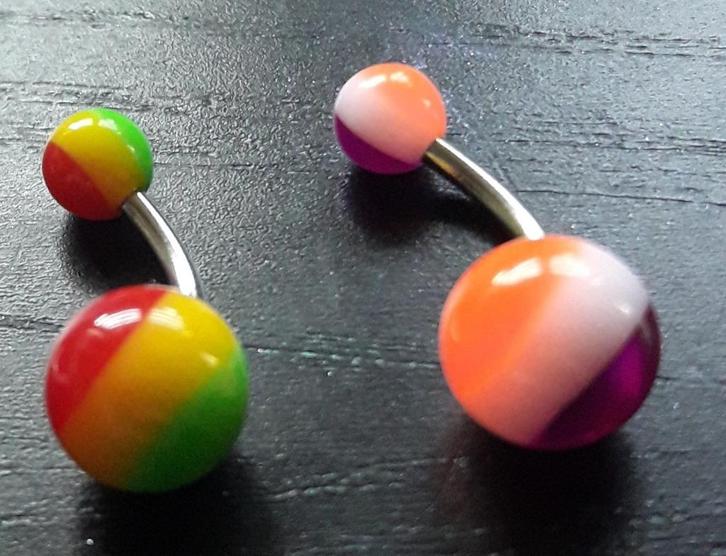 Diverse layered balls navelpiercings (banana bells), Sieraden, Tassen en Uiterlijk, Piercings, Nieuw, Navelpiercing, Staal, Ophalen of Verzenden
