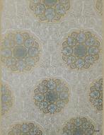 7125 Blauw medaillonpatroon vintage behang retro swiet, Verzenden, Minder dan 10 m², Blauw