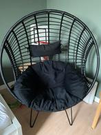 Rond ei-vormige lounge stoel, Minder dan 75 cm, Riet of Rotan, Gebruikt, Zwart