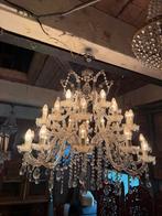 Zeer grote antieke kroonluchter 30 lichtpunten, Ophalen of Verzenden, Zo goed als nieuw, Glas, Hollywood regency vintage mid century antiek