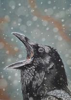 Kraai in een sneeuwbui, Antiek en Kunst, Ophalen of Verzenden