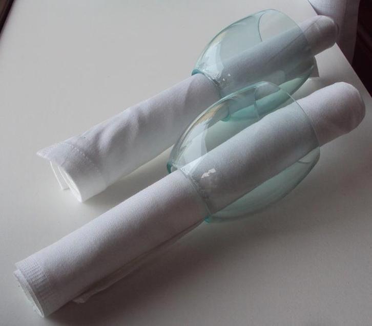 Carina Riezebos, servethouders, gesigneerd, 2x, Antiek en Kunst, Antiek | Glas en Kristal, Ophalen of Verzenden