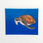 Origineel Handgeschilderd Schilderij schildpad, zee, kunst, Ophalen of Verzenden, Nieuw, Schilderij