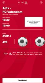 AJAX - VOLENDAM | 1 KAART | BOVEN F-SIDE | ZUID 2 | VAK 429, Seizoenskaart, Eén persoon