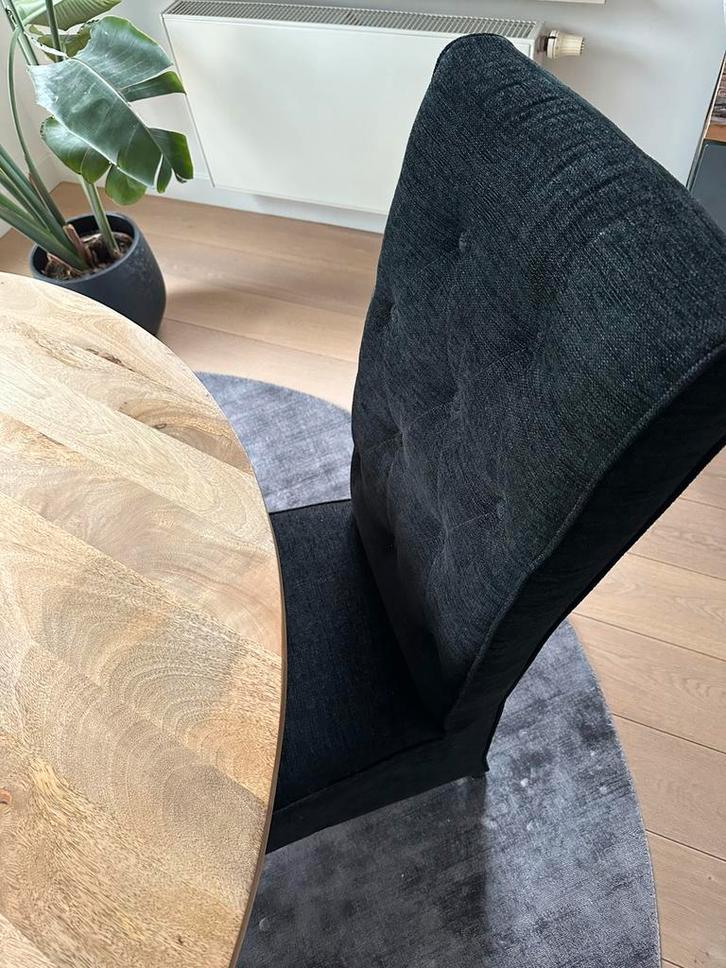 Eetkamerstoelen (6 stuks) zwart gecapitonneerd, Huis en Inrichting, Stoelen, Zo goed als nieuw, Vijf, Zes of meer stoelen, Stof