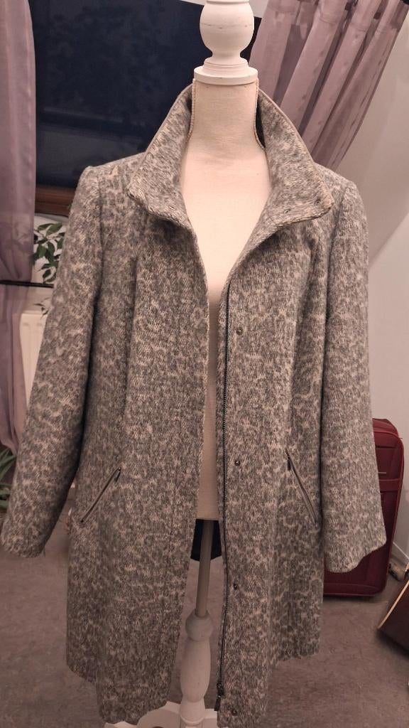 Dames mantel, jas Sarandi met subtiele luipaardprint ZGAN, Kleding | Dames, Jassen | Winter, Ophalen of Verzenden, Zo goed als nieuw
