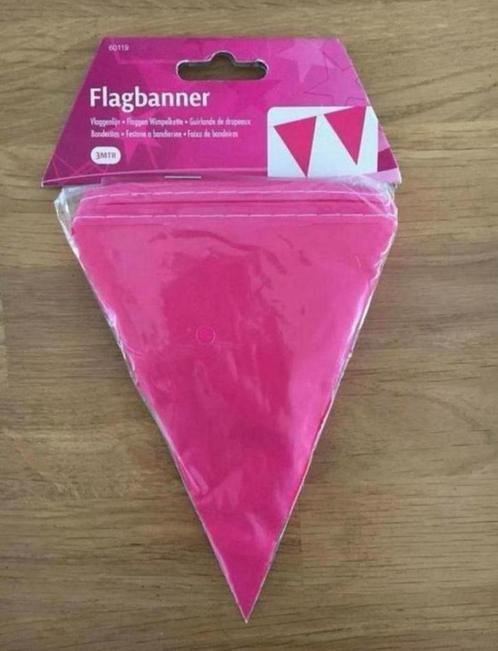 Mini vlaggenlijn fuchsia - 3 m | verjaardag - kinderfeestje, Hobby en Vrije tijd, Feestartikelen, Nieuw, Versiering, Ophalen of Verzenden