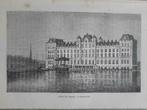 14 / Het Amstel Hotel in Amsterdam. Gravure uit 1884, Antiek en Kunst, Kunst | Etsen en Gravures, Ophalen of Verzenden