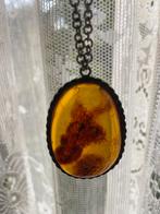 Ketting met amber / barnsteen grote kettinghanger, Ophalen of Verzenden, Nieuw, Bruin, Zilver