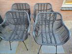 4 Zwarte Bamboe Stoelen, Huis en Inrichting, Stoelen, Ophalen, Gebruikt, Zwart, Vier