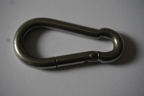 Karabijnhaak met knik RVS 80 mm, Doe-het-zelf en Verbouw, IJzerwaren en Bevestigingsmiddelen, Nieuw, Overige typen, 50 tot 100 mm