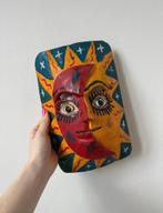 Vintage houtsnijwerk, 17x27cm. Zon maan boho bohemian ibiza, Verzenden, Gebruikt