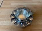Thee-kop glas + verzilverde schotel + houder, Ophalen, Glas of Glazen, Gebruikt, Glas