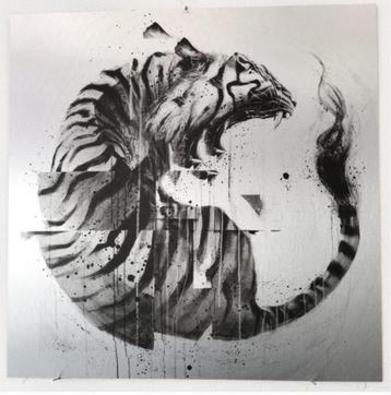 Prachtige zeefdruk Sidney Waerts Tijger Aluminium Editie 3/5 beschikbaar voor biedingen