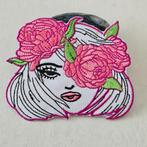 Strijk embleem applicatie Patch Meisje met bloemen  Strijk e