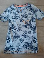 Vingino shirt t-shirt blauw grijs bloemen print mt 8 / 128, Gebruikt, Ophalen of Verzenden, Vingino, Shirt of Longsleeve