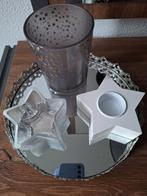 spiegel tableautje met waxine lichtjeshouders zgan, Ophalen of Verzenden, Zo goed als nieuw, Overige materialen, Minder dan 25 cm