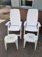 2 verstelbare tuinstoelen met voetenbankje goede kwaliteit, Tuin en Terras, Ophalen, Zo goed als nieuw, Kunststof, Verstelbaar