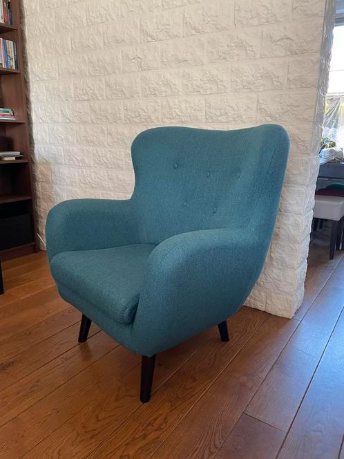 Oorfauteuil, petrolblauw, als nieuw. Mag weg voor €40, Huis en Inrichting, Fauteuils, Zo goed als nieuw, Ophalen