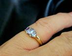 Gouden Vintage ring edelsteen tanzaniet en diamant.2025/421., ., Paars, Ophalen of Verzenden, .