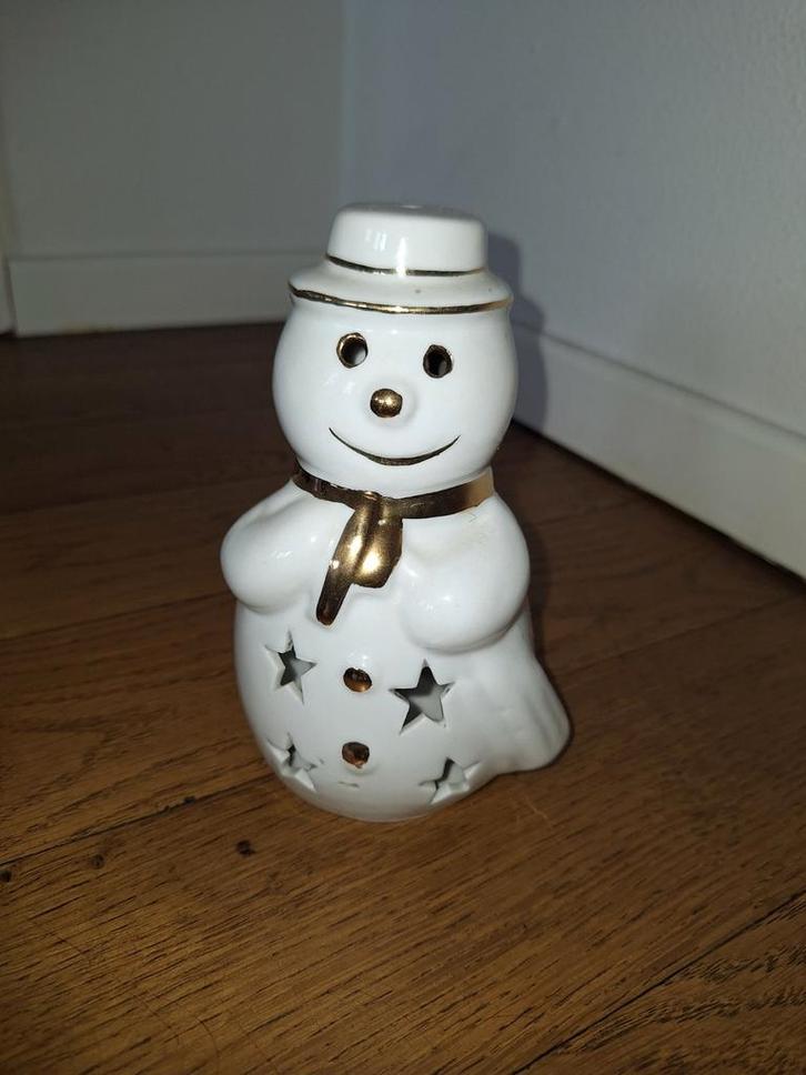 Waxinelichthouder kerst sneeuwpop, Diversen, Kerst, Gebruikt, Ophalen of Verzenden