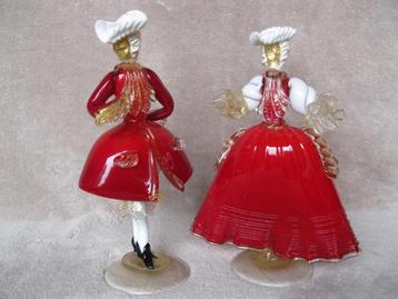 Vintage Murano goldonian duo met goldflakes.    beschikbaar voor biedingen