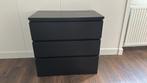 Zwarte ikea Malm ladenkast 3 lades nieuw, Ophalen, Ikea scandinavisch, 50 tot 100 cm, Zo goed als nieuw