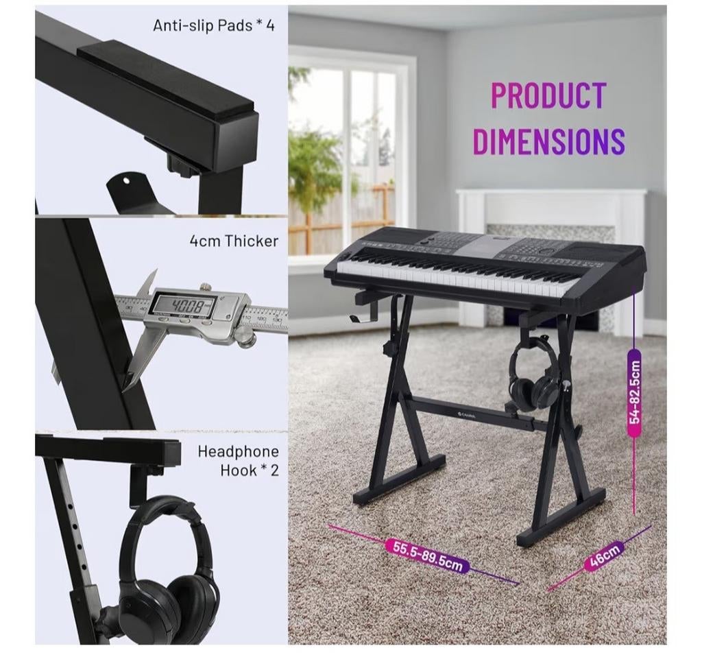 Keyboard standaard met hoofdtelefoon haak, Ophalen, Nieuw, Instrumentstandaard, Keyboard of Synthesizer
