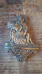 Antieke koperen religieus ornament Maria met Jesus, Ophalen of Verzenden