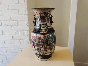 Grote Nanking vaas met krijgers, strijders, gesigneerd 36 cm beschikbaar voor biedingen