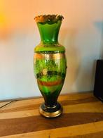vintage smaragdgroene Italiaanse Murano vaas, Antiek en Kunst, Antiek | Vazen, Ophalen of Verzenden