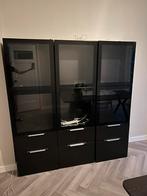 Besta kast zwart met verlichting vitrine servies, Ophalen, Zo goed als nieuw, 25 tot 50 cm
